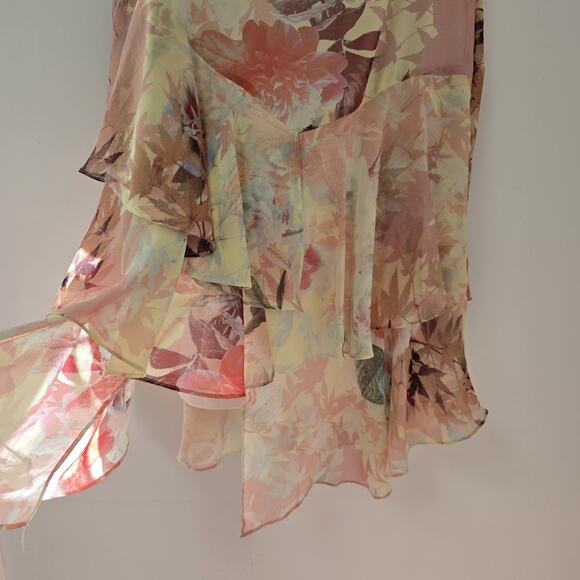 Vince Camuto Floral Tiered Skirt Size 6 Fairy Layered Flowy Bohemian Faded Bloom - Picture 4 of 10